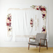Tenture Booth photo de Baby Shower Charm Burgundy Fleurs R (En situation (horizontale))
