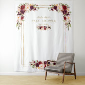 Tenture Booth photo de Baby Shower Charm Burgundy Fleurs R (En situation)