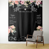 Tenture Booth photo de fête de fin d'études aquarelle flor (En situation)