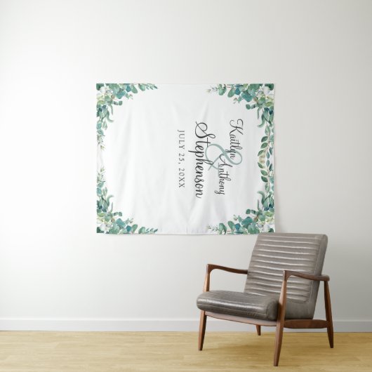 Tenture Booth Photo de Mariage Élégant à l'Aquarelle Eucal (En situation (horizontale))