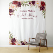Tenture Booth Photo de Mariage Floral Bourgogne sur Mesure (En situation)