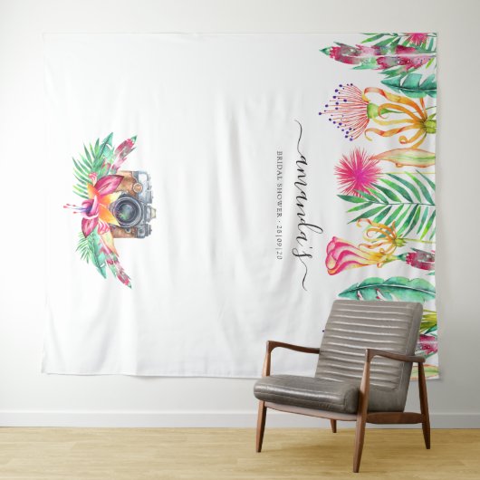 Tenture Booth photo de mariage floral d'été tropical (En situation (horizontale))