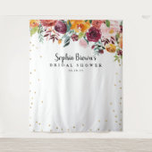 Tenture Booth photo de mariage floral rose de Bourgogne (Devant)