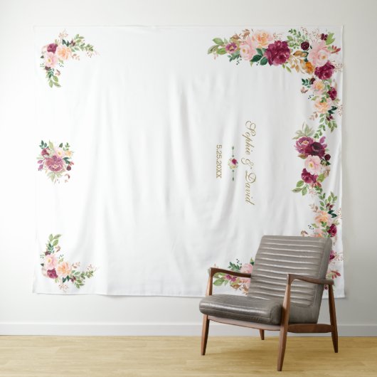 Tenture Booth Photo de Mariage Floral Saffron Tendre Bourg (En situation (horizontale))