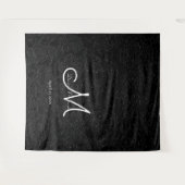 Tenture Booth Photo de Mariage Monogramme Noir et Blanc Mo (Devant (Horizontal))