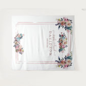 Tenture Booth Photo Fleurs Rose Gold Bleu Poussiéreux (Devant (Horizontal))