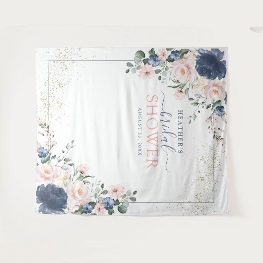 Tenture Booth Photo Fleurs Rose Pâle Bleu Poussiéreux (Devant (Horizontal))