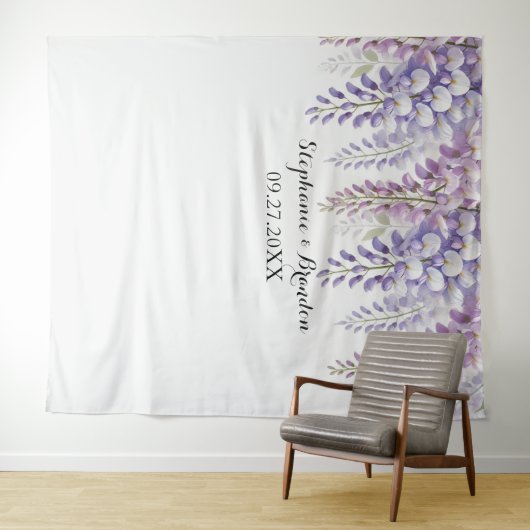 Tenture Booth photo Mariage de fleurs pourpres de la Wiste (En situation (horizontale))