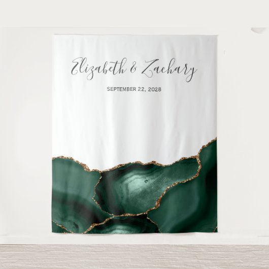 Tenture Booth photo Mariage Emerald Green Gold (Devant)