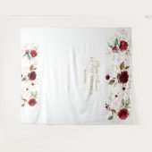 Tenture Booth Photo Mariage Fleur Burgundy Or (Devant (Horizontal))