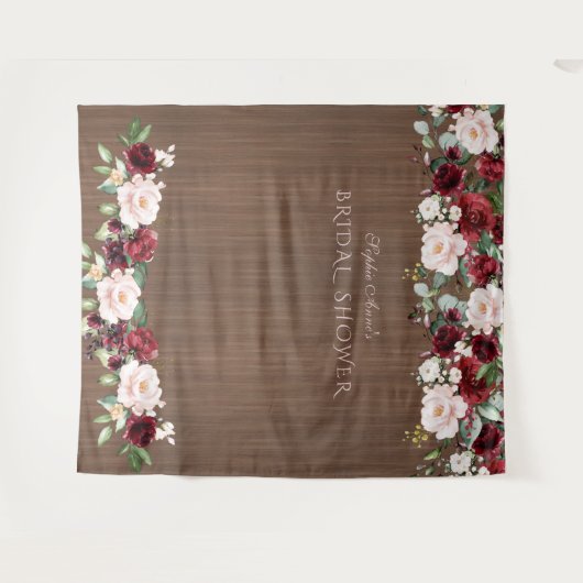 Tenture Booth Photo Mariage Fleurs de Bourgogne sur Bois (Devant (Horizontal))