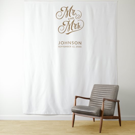 Tenture Booth photo Mariage moderne M. Mme Script Contexte (En situation)