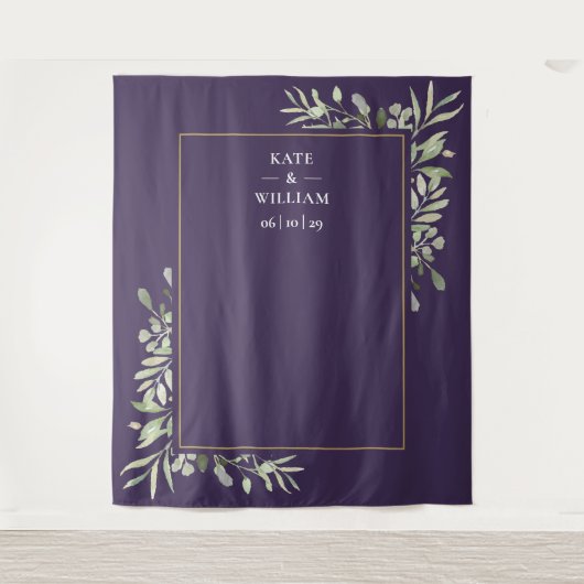 Tenture Booth Photo Mariage Purple Greenery (Devant)