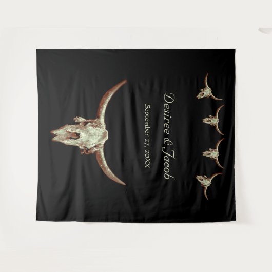 Tenture Booth photo Mariage Rustic Bull Skull (Devant (Horizontal))