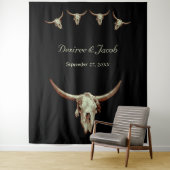 Tenture Booth photo Mariage Rustic Bull Skull (En situation)