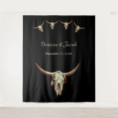 Tenture Booth photo Mariage Rustic Bull Skull (Devant)