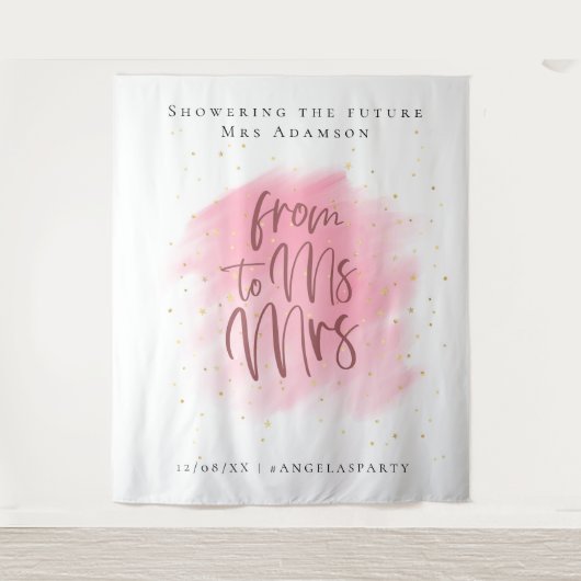 Tenture Booth Photo Parties scintillant or et Rose Bachelo (Devant)