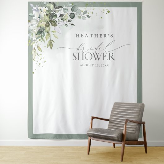 Tenture Booth Photo pour une Fête de Mariée au Eucalyptus (En situation)