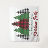 Tenture Booth photo Red Plaid Christmas Trees Party (Devant)