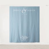 Tenture Booth photo Rustique Dusty Blue Mariage (Devant)