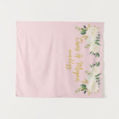 Tenture Booth Prop Mariage Boho fond rose or (Devant (Horizontal))