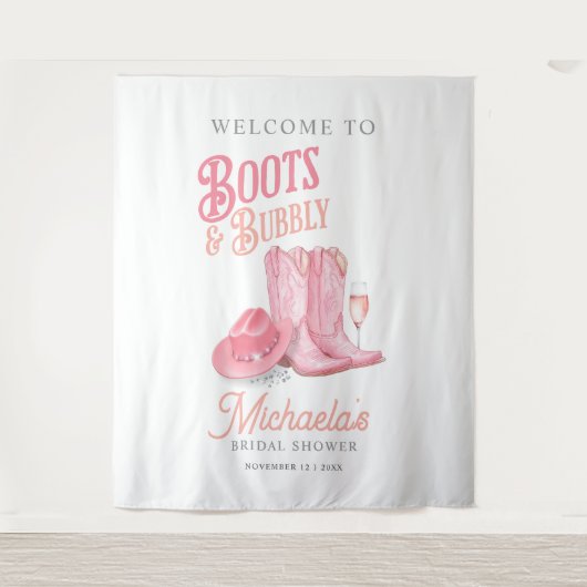Tenture Boots & Bubbly Western Cowgirl Fête des mariées ro (Devant)