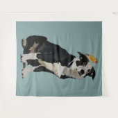 TENTURE BORDER COLLIE ET OISEAU D'OR (Devant (Horizontal))
