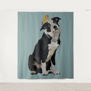 TENTURE BORDER COLLIE ET OISEAU D'OR