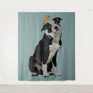 TENTURE BORDER COLLIE ET OISEAU D'OR