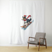 Tenture Bordure Collie Snowboardeur chien (En situation)