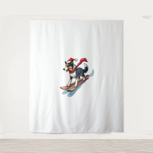 Tenture Bordure Collie Snowboardeur chien (Devant)