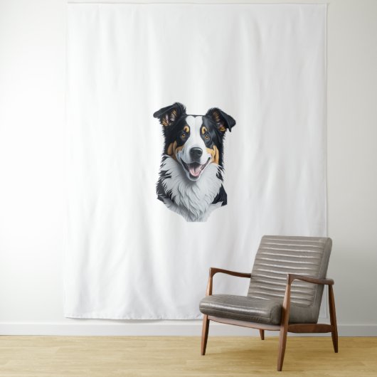 Tenture Bordure face Collie (En situation)
