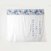 Tenture Bordure Florale Bleue Élégante (Devant (Horizontal))