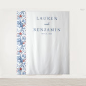 Tenture Bordure Florale Bleue Élégante (Devant)