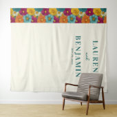 Tenture Bordure florale sarcelle joyeuse (En situation (horizontale))