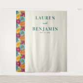 Tenture Bordure florale sarcelle joyeuse (Devant)