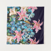 Tenture Bordure horizontale florale. Lys et delphiniums, (Devant (Horizontal))