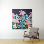 Tenture Bordure horizontale florale. Lys et delphiniums, (En situation)