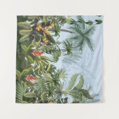 Tenture Bordure transparente avec jungle et fleurs. Vin (Devant (Horizontal))