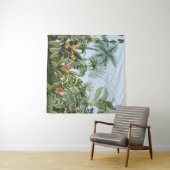 Tenture Bordure transparente avec jungle et fleurs. Vin (En situation (horizontale))