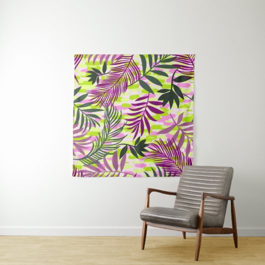 Tenture Botanical seamless pattern mixed with geometric sh (En situation (horizontale))