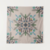 Tenture Botanique moderne Tropical Boho Mandala Nom (Devant (Horizontal))