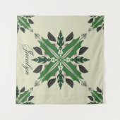 Tenture Botanique plante verte Boho vert Mandala Nom (Devant (Horizontal))