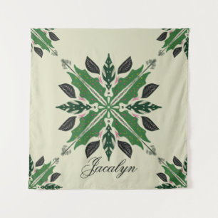 Tenture Botanique plante verte Boho vert Mandala Nom