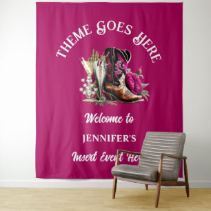 Tenture Bottes de cowgirl occidentales magenta pivoine pét