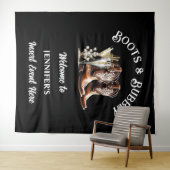 Tenture Bottes de cowgirl occidentales noires et blanches  (En situation (horizontale))