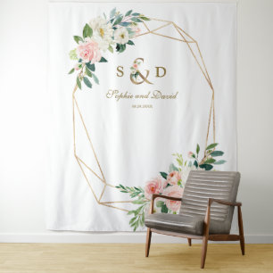 Tenture Bouche photo monogramme en or flush