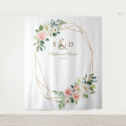 Tenture Bouche photo monogramme en or flush (Devant)