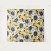 Tenture Bouches blanches, fleurs sauvages sur jaune (Devant (Horizontal))