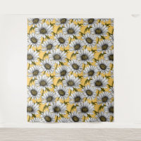 Bouches blanches, fleurs sauvages sur jaune
